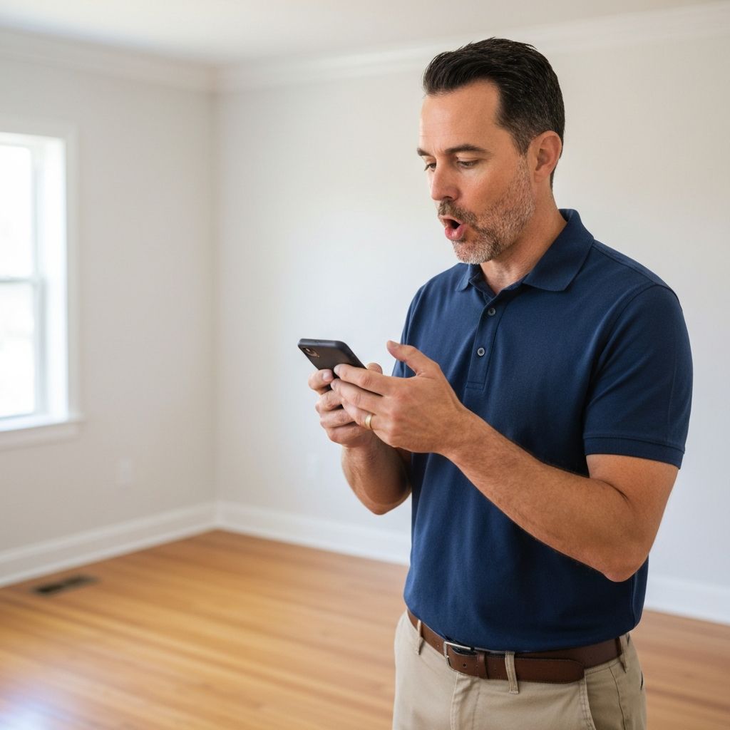 Person holding phone in landscape mode narrating inspection findings